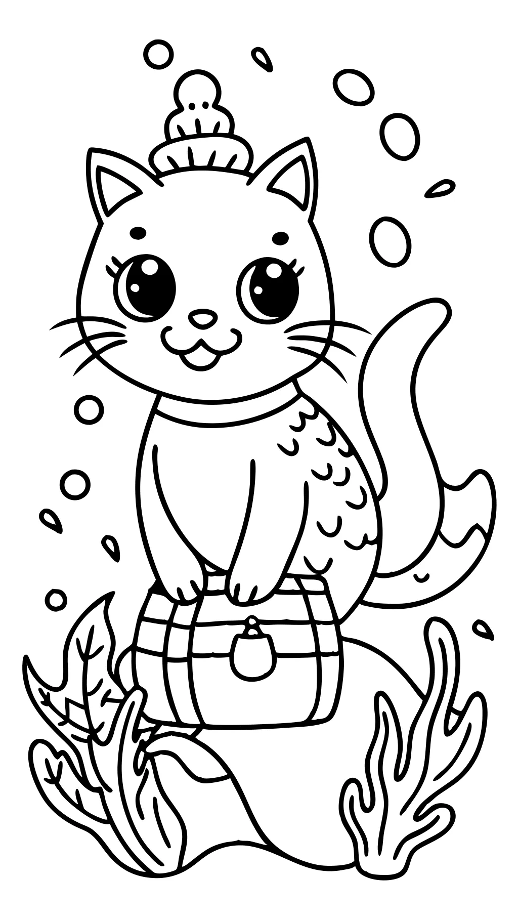 Página para colorear de Kitty Mermaid